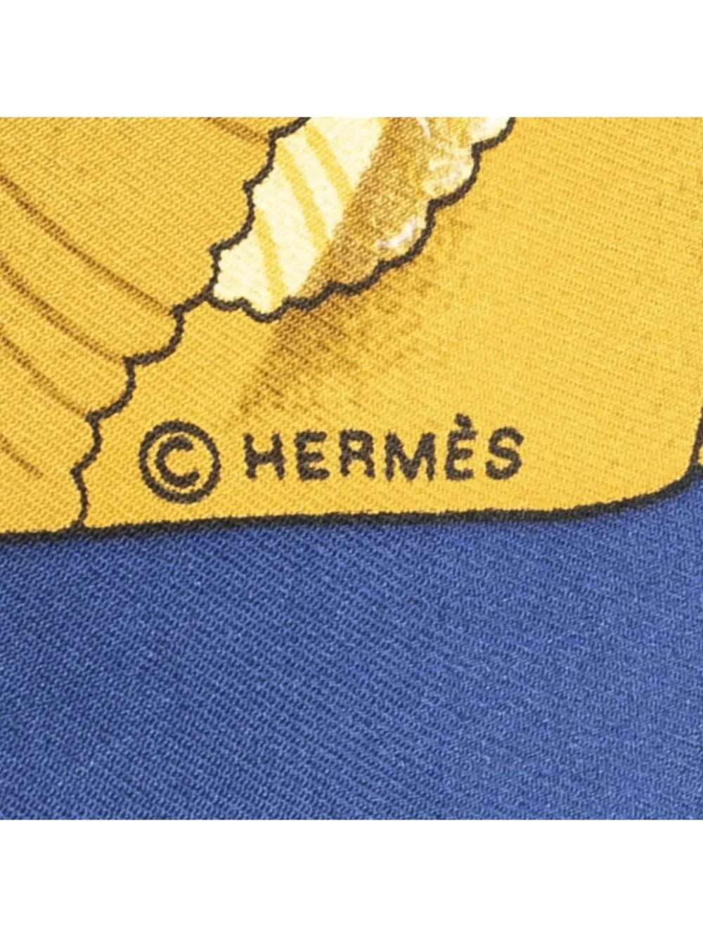 ★SOLD★ Hermes Scarf Blue Red 100% Gold Twill Silk - Picture 4 of 5